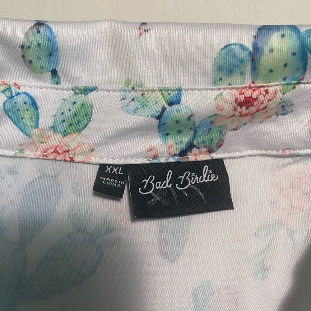 Bad Birdie Floral Cactus Polo Mens L Golf Performance Stretch - Picture 4 of 14